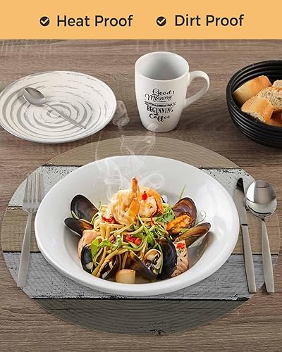 Miniatura 6 de Juego de 6 manteles individuales redondos para mesa de comedor, manteles individuales redondos de madera degradada, manteles individuales circulares