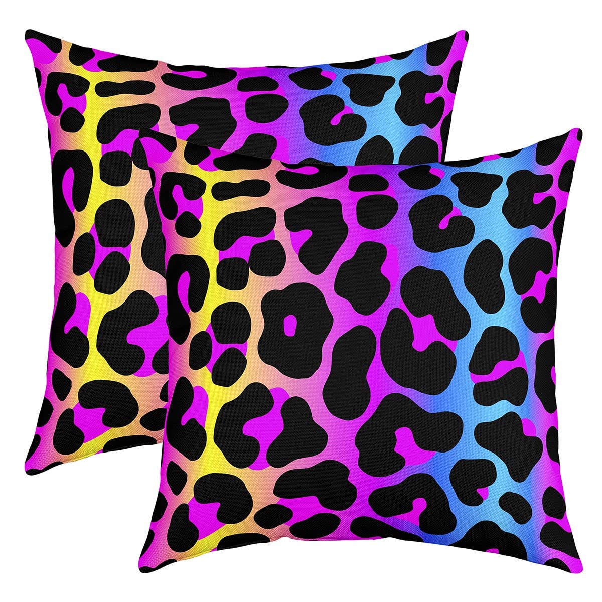 Homewish Leopard Kissenbezüge 40x40 Set von 2, 3D Tierdruck Wurfkissenbezüge für Schlafzimmer Wohnzimmer, Wildlife Gepard Kissenbezüge, Wunderschöne Bunte Weiche Dekorative Kissenbezüge, Lila Blau