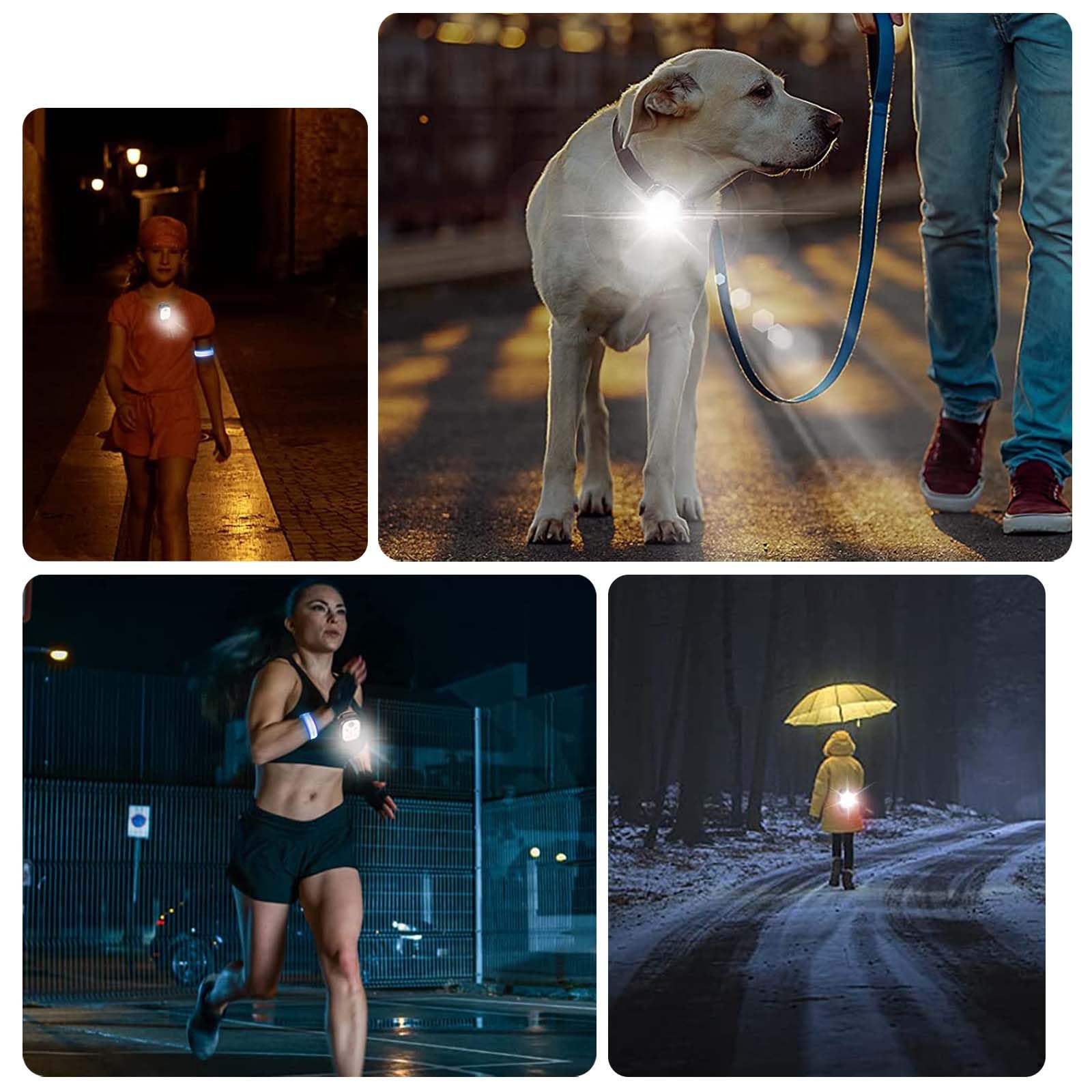 4 Pezzi Luci LED A Clip Per Corsa Notturna, 3 Modalità, Ricaricabili USB, Con Bracciali Riflettenti, Accessori Di Sicurezza Per Jogging