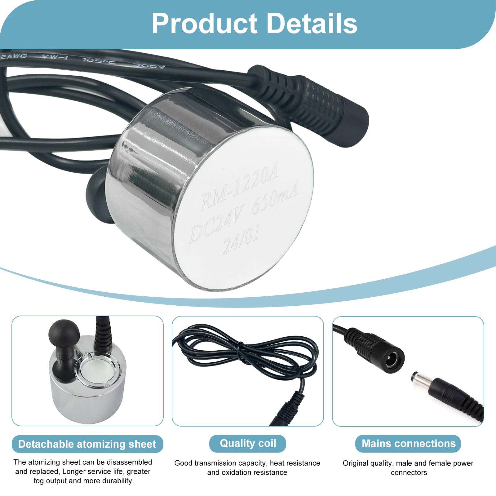 PCKOBEVER Transducer Compatible with Dimplex Opti-Myst Electric Wall Fire Replace RM-1220, 2 Transducer Discs and One Removel Tool - Image 3