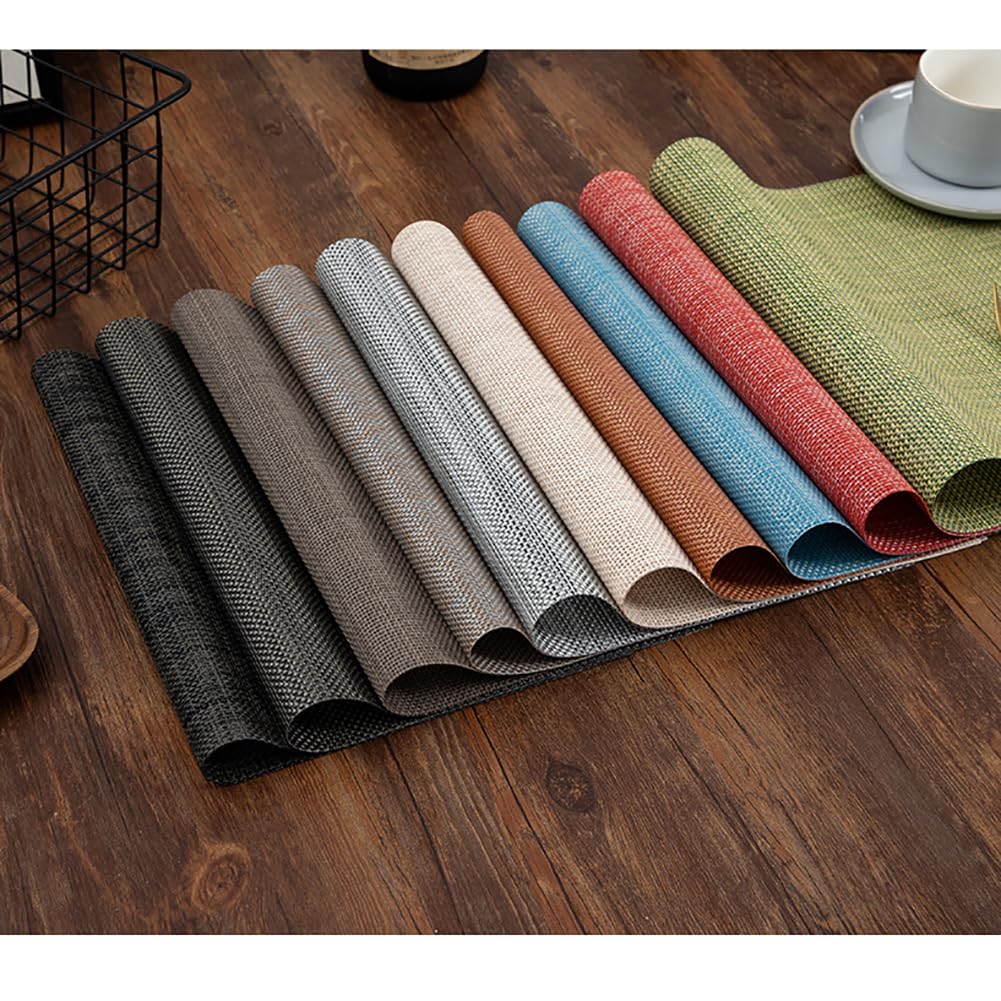 Recc Minimaliste Moderne PVC Placemat 45x30cm (17,7x11,8 Pouces) - Tapis De Table Imperméable, Tapis À Manger Durable pour Restaurants, Cuisine, Usage De Bureau,Gris,10pcs