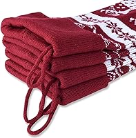 Vista 5 de Medias de Navidad de punto de estilo nórdico extra largas de 26 pulgadas en borgoñablanco para rellenos y decoración de repisas, paredes y escaleras