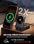 Lamicall 3 in 1 Qi2 Certified Charging Station for Apple - Foldable Wireless Charger Stand for Mag Safe Portable, Travel Fast Magentic Nightstand for iPhone 17, 16, 15, 14, 13, Apple Watch, Mom Gift