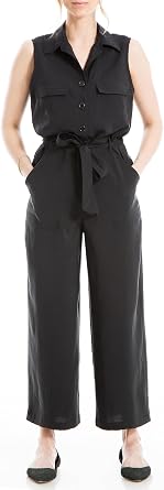 Max Studio Womens Peachskin Tab Sleeve Jumpsuit With Pockets