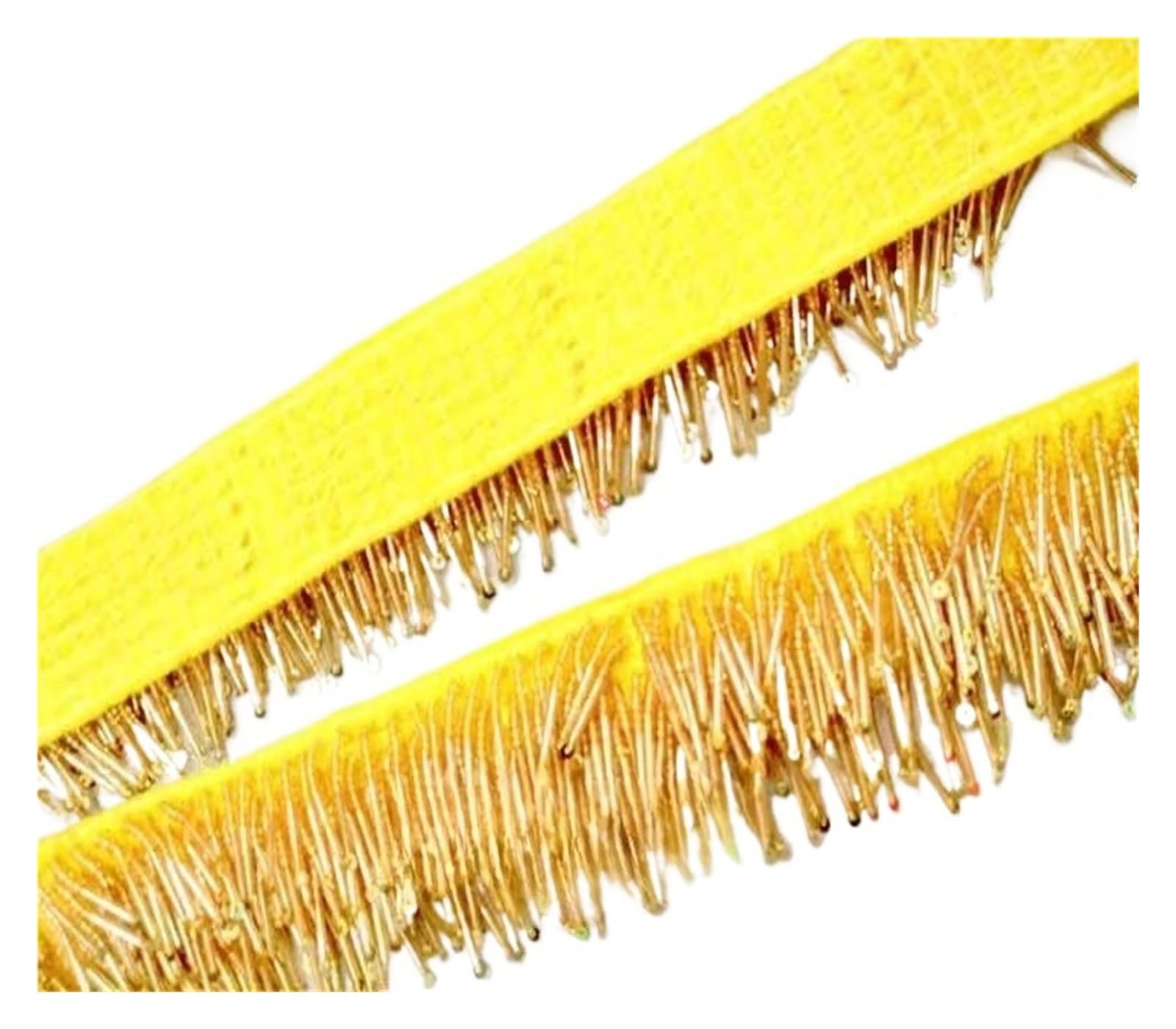 Cenefa con flecos y abalorios Adorno de encaje 3,5 cm ancho | DIY zapatos colgantes hechos a mano con cuentas vestido ropa accesorios de borlas(Yellow 6 row)