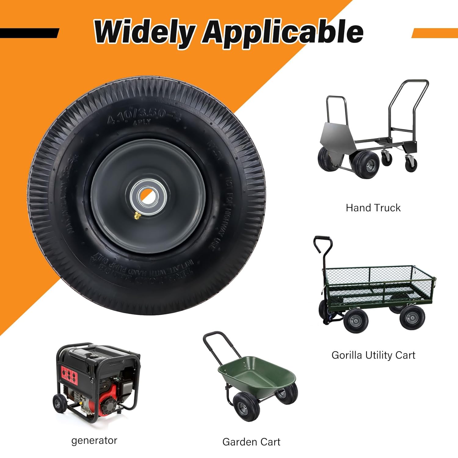 4.10/3.50-4" Pneumatic (Air Filled) Hand Truck/Gorilla Utility Cart/Garden Cart/All Purpose Utility Tires on Wheel, 2.25" Offset Hub, 5/8" Ball Bearing,10" Heavy-Duty Wagon Wheels : Industrial & Scientific