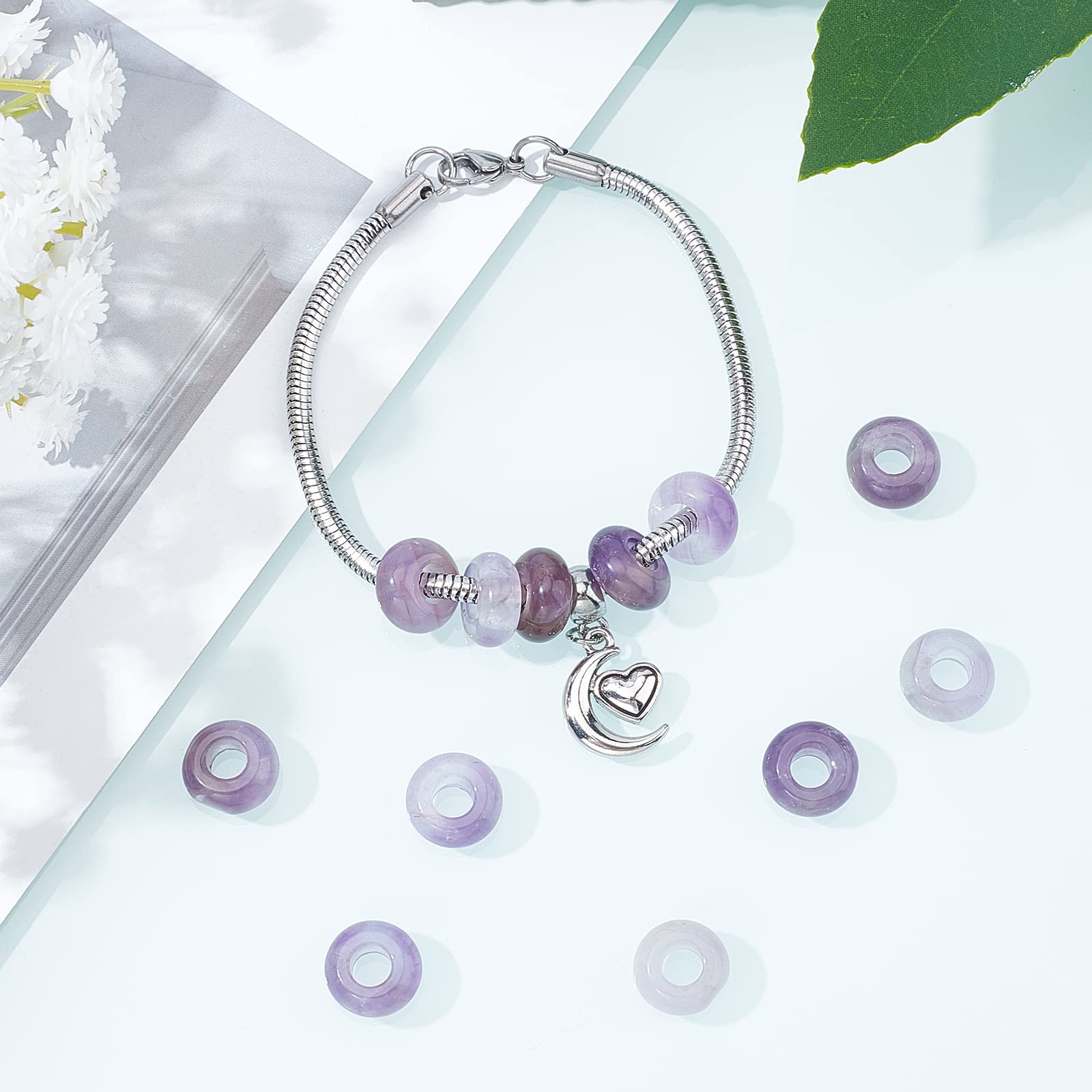 LPBeads Lot de 100 perles rondes en améthyste naturelle de 8 mm pour la fabrication de bijoux avec cordon extensible violet