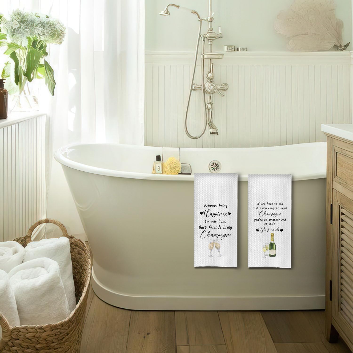 Champagne Gifts Kitchen Towels Set of 2,Funny Champagne Friend Gift Hand Towel for Bathroom Kitchen,Gift for Champagnes Lover,Housewarming Gifts,16x24 Inches - Image 4