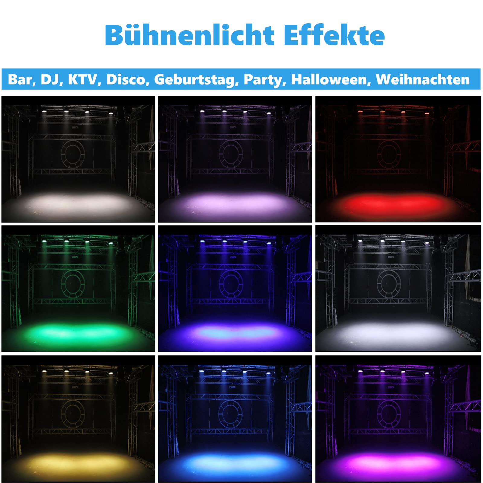 HOLDLAMP 4PCS RGBW LED Par Licht, 84W Par Scheinwerfer mit Sound Aktivierung, DMX 4/8CH Bühnenlicht Strahler für Bar DJ Disco Geburtstag Party