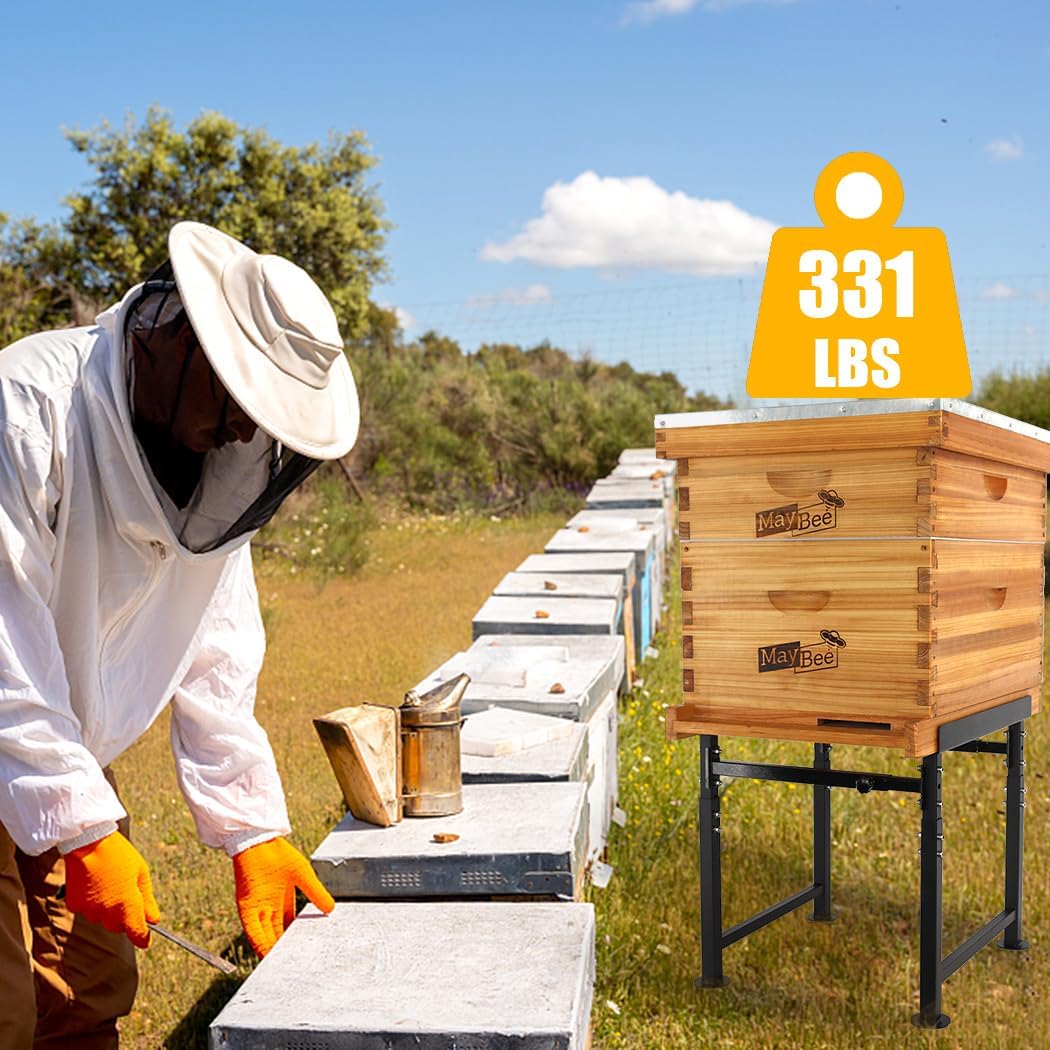 MayBee 2 Pack Adjustable Metal Bee Hive Stand, Adjustable Height(16.1”-20.9”) Hive Stand, Adjustable Width(15”-19”) Bee Hive Frame Stands Hive Stand Frame - Image 4