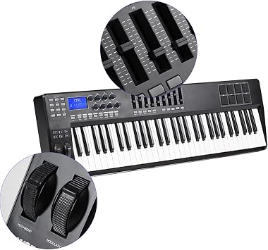 61-Key USB MIDI Keyboard Controller 8 Drum Pads With USB Cable MIDI Controller Keyboard Colorful Pads Electronic Keyboard