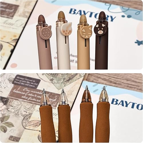 Miniatura 6 de BAYTORY 8 bolígrafos de gel retráctiles borrables, bolígrafos de tinta azul y negra con borrador transparente, escritura suave, cómodos de usar para