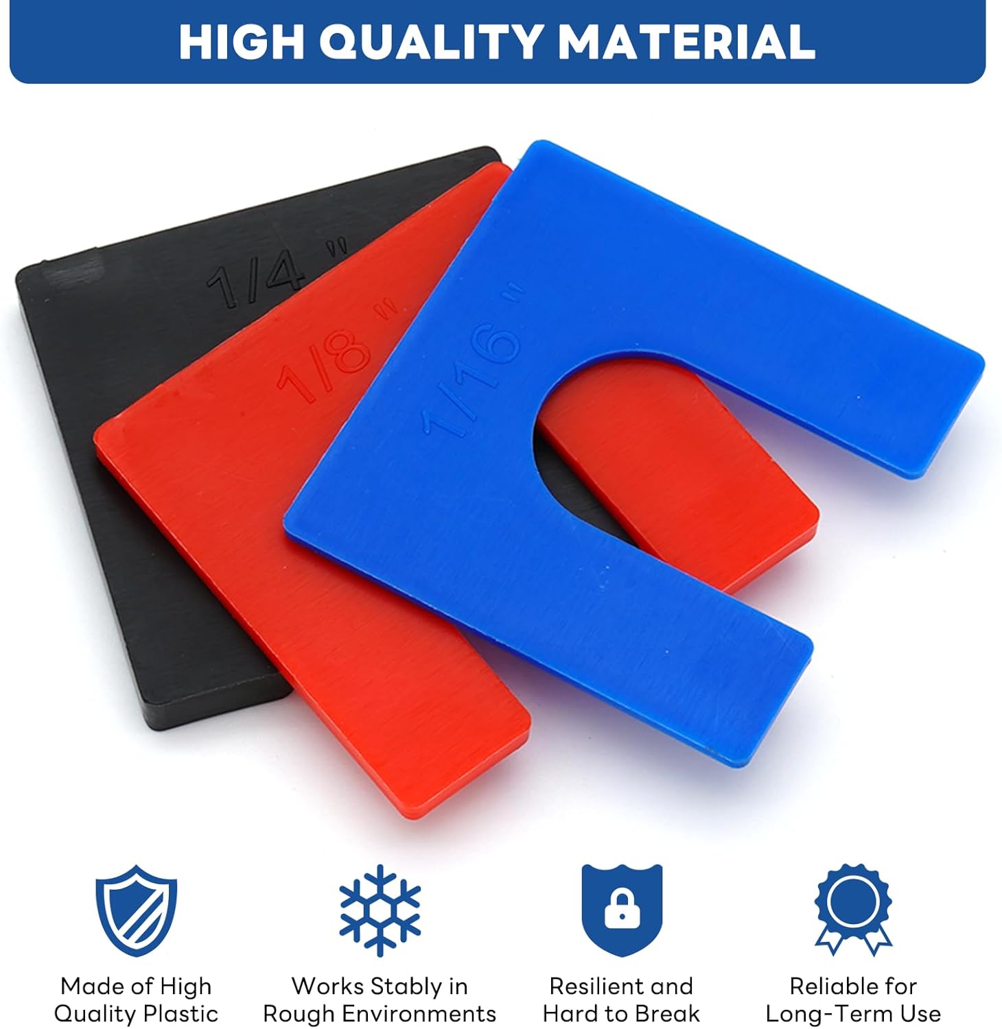 60Pcs Auto Lift Installation Leveling Shim Kit for 2 Post 4 Post Lift Surface Mount, 4/5" Opening Shim Fit for 3/4" Anchor Bolt (1/16" Blue, 1/8" Red, 1/4" Black Each 20Pcs)