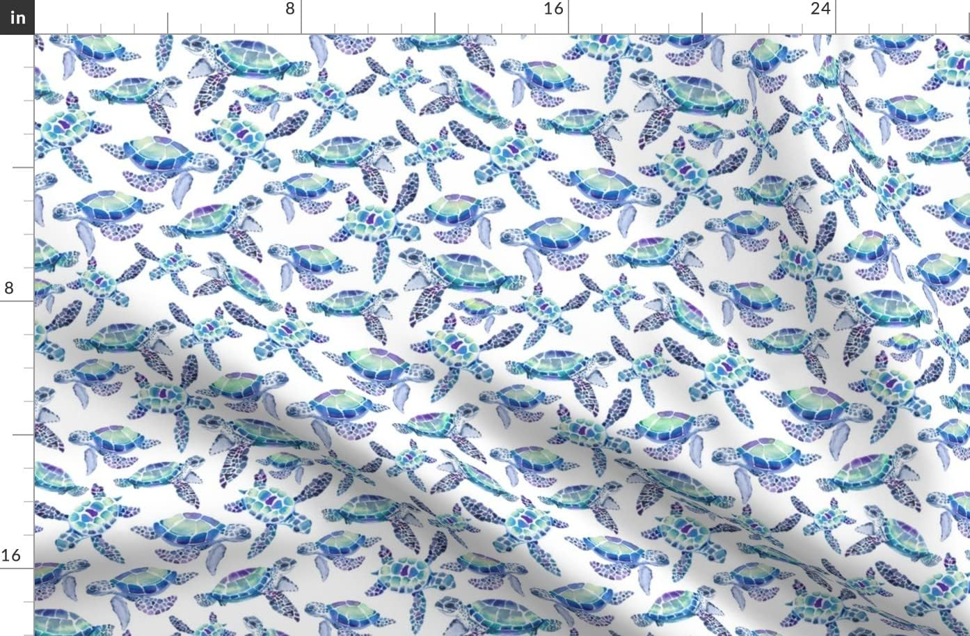 Spoonflower Fabric - Turtles Aqua Blue Purple Turquoise Sea Printed on Polartec(R) Fleece Fabric by The Yard - Sewing Blankets Loungewear and No-Sew Projects
