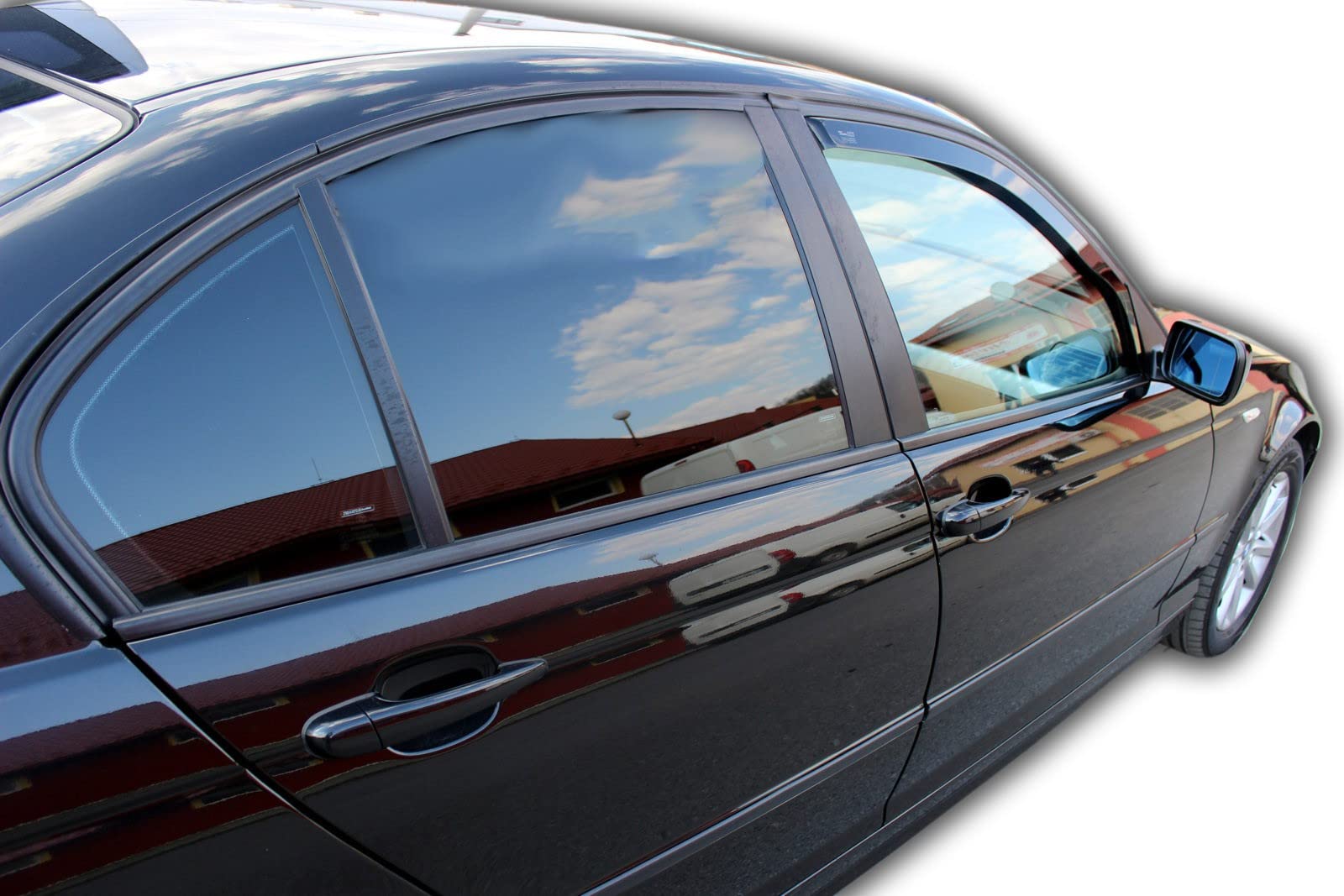 J&J AUTOMOTIVE | Deflettori D'Aria Antiturbo Per 3 Series E46 4-Porte Berlina 1998-2005, Set di 4 Pz, Nero, Antivento, Antipioggia, Fume' Oscurati