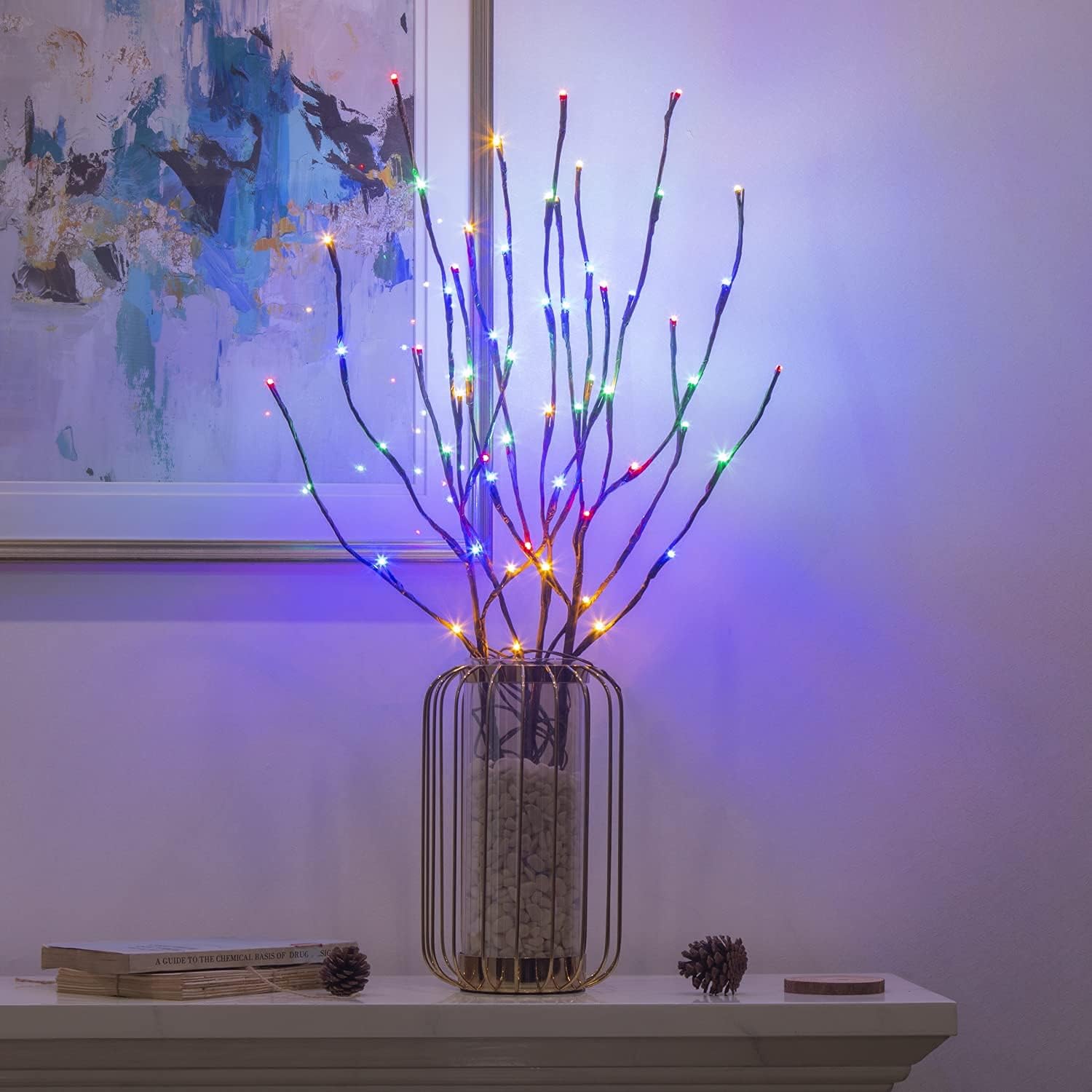 EAMBRITE 3PK Brown Branches with 60 Multicolor LED 30IN Garden Twig Stake Lights Plug in for Pathway,Lawn,Patio,Driveway Decoration Indoor and Outdoor Use (Vase Excluded) : Patio, Lawn & Garden