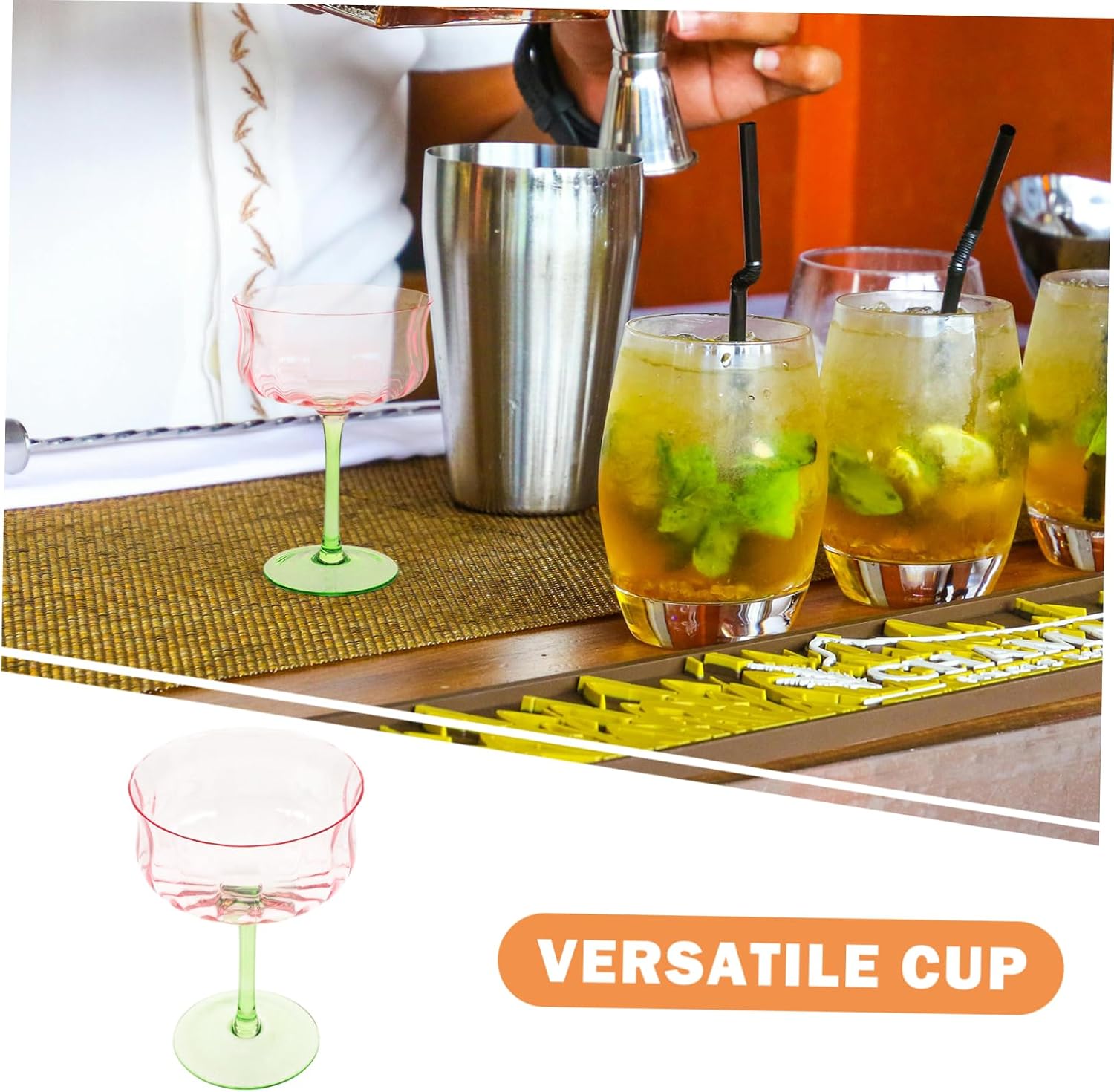 Cabilock 2pcs Decorative Goblet Drink Goblet Glass Bar Party Cup Gradient Party Cocktail Glass Wine Cups