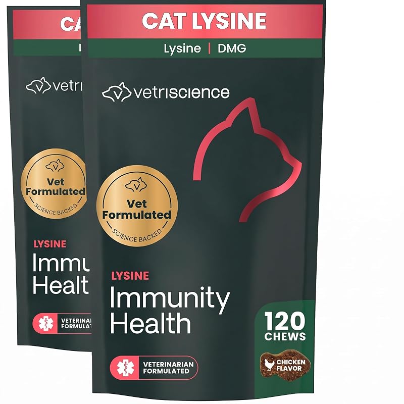 Suplemento de L-Lysine para Gatos VETRISCIENCE com sabor de frango, 240 unidades