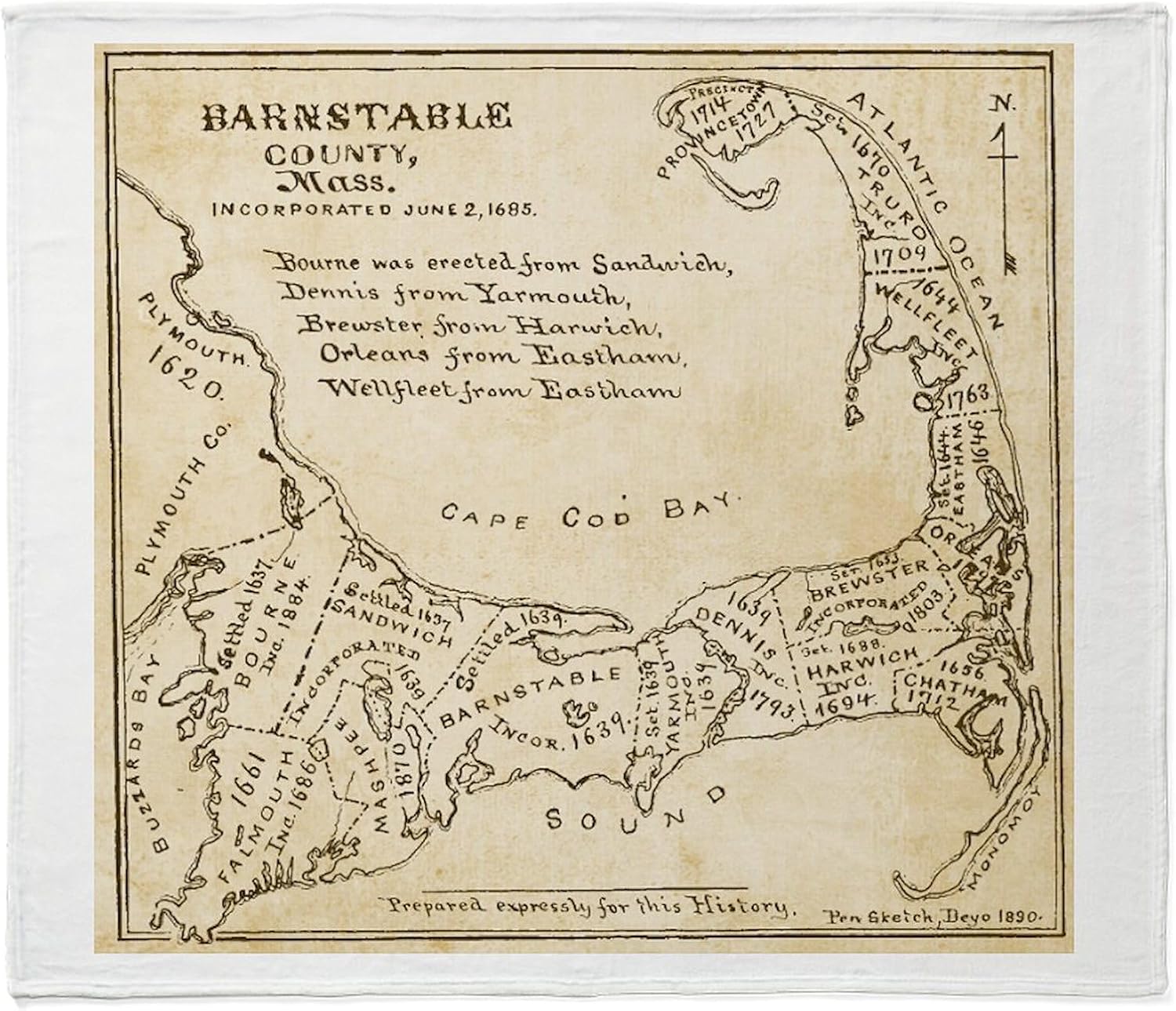 CafePress Old Cape Cod Map Throw Blanket Super Soft Fleece Plush Throw Blanket, 60"x50"