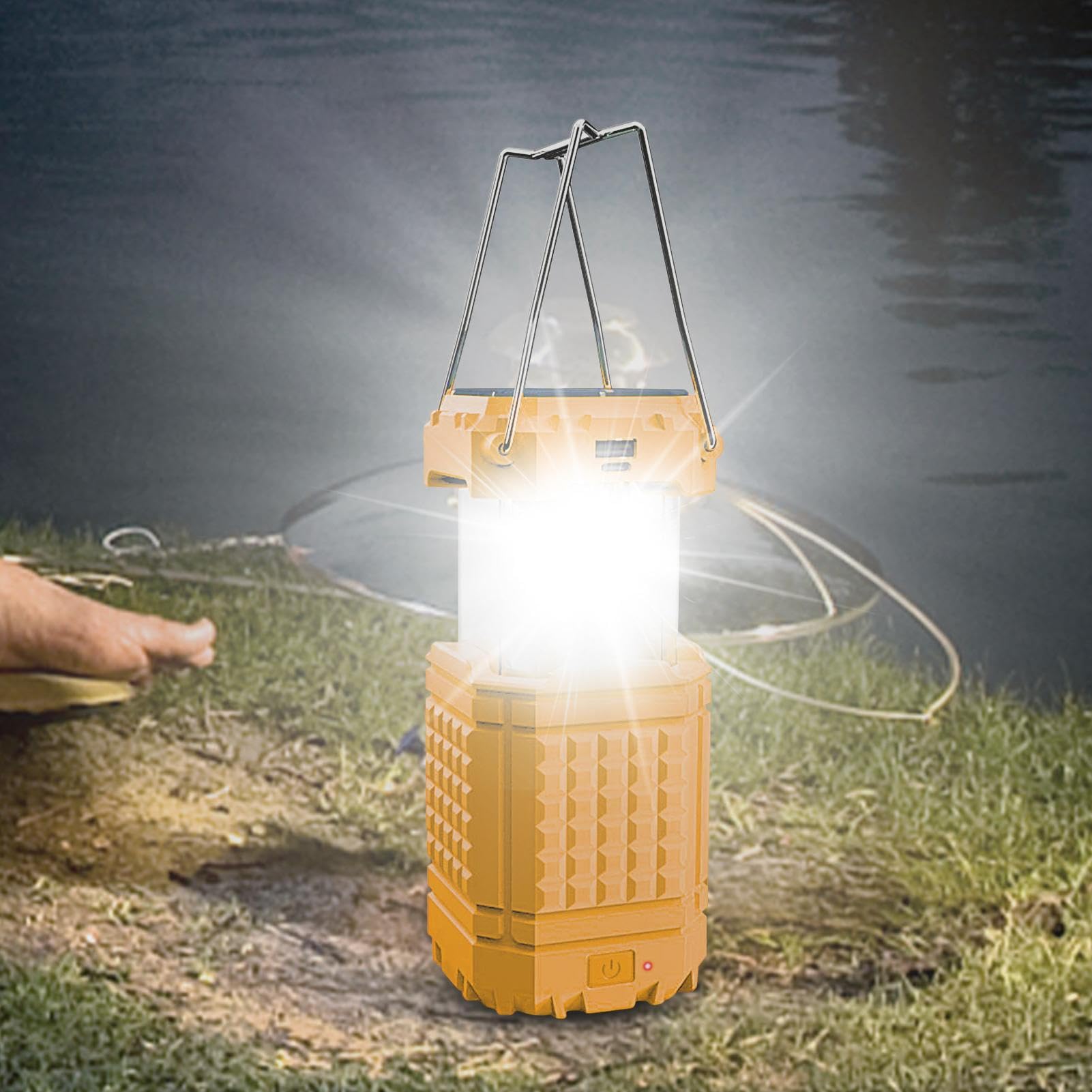Luz Solar para Exteriores Linterna Plegable | Lámpara de tienda recargable por USB Para barbacoa, reparación de coche, senderismo, pesca, escalada, jardín y patio