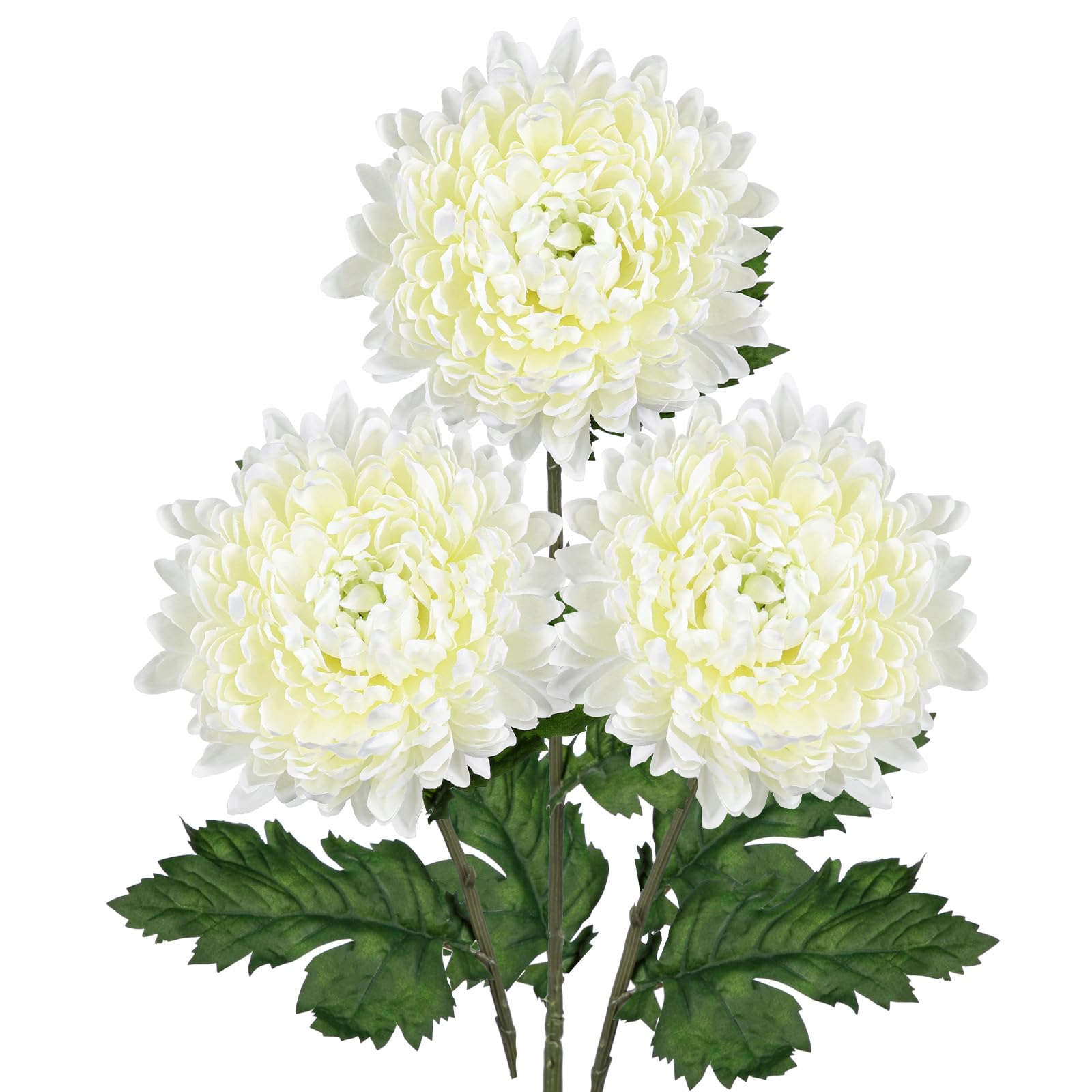 Amazon.com: Hollyone 3Pcs Fake Mums Flowers White Artificial