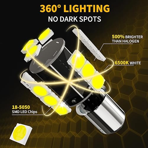 Miniatura 5 de Yorkim 3157 Bombillas LED ámbar superbrillantes, 3056 3156 3156A 3057 4057 3157 4157 T25 bombillas LED para luces de freno, luces de marcha atrás