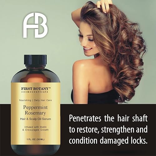 Miniatura 3 de Aceite de romero de menta para el crecimiento del cabello suero de cabello fortalecedor del cuero cabelludo y el cabello con biotina tratamiento