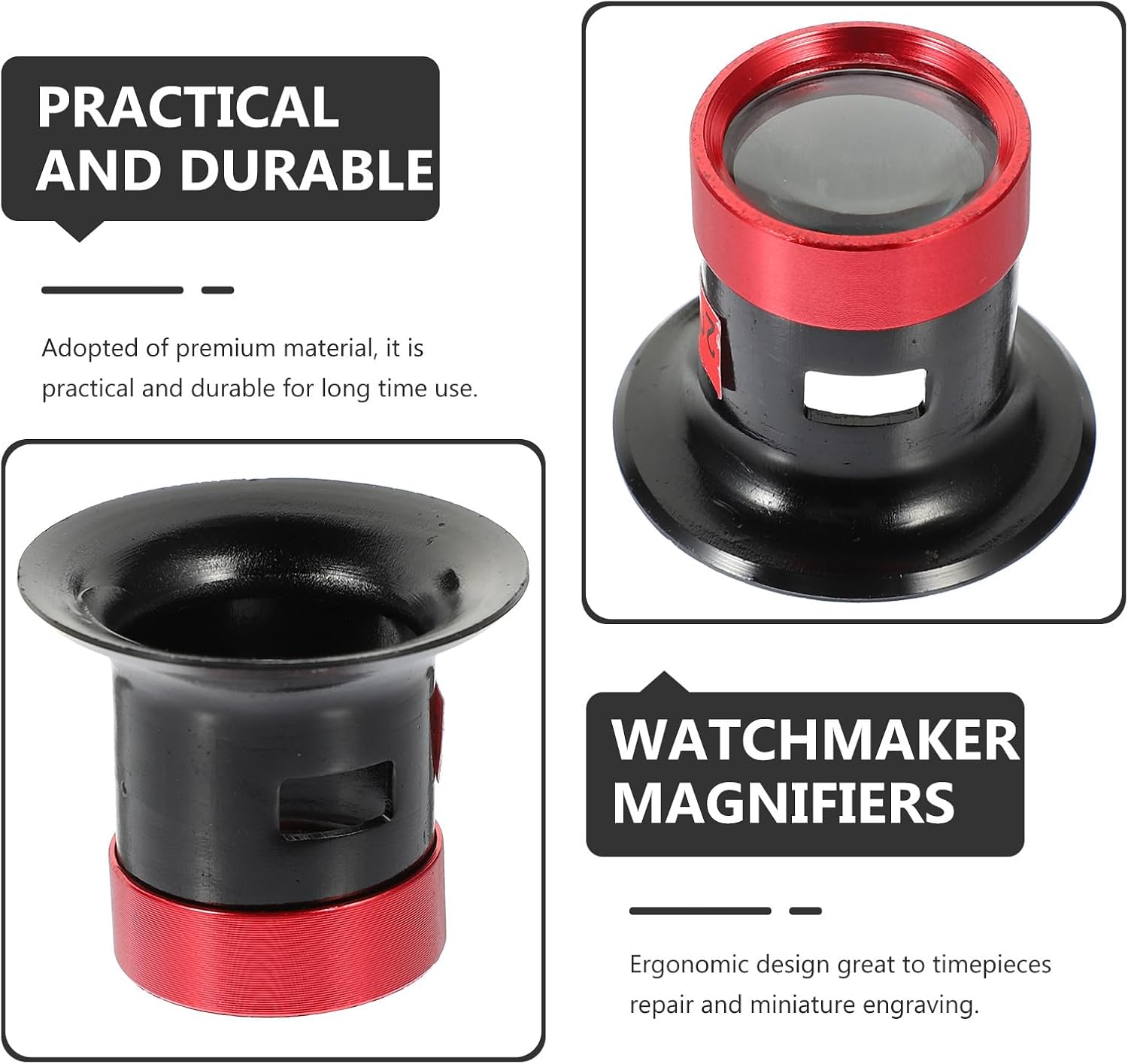 20x Metal Loupe Magnifier Professional Jewelers Loupe Watch Repair Tool Replaceable Lens for Jewelry Making and Inspection