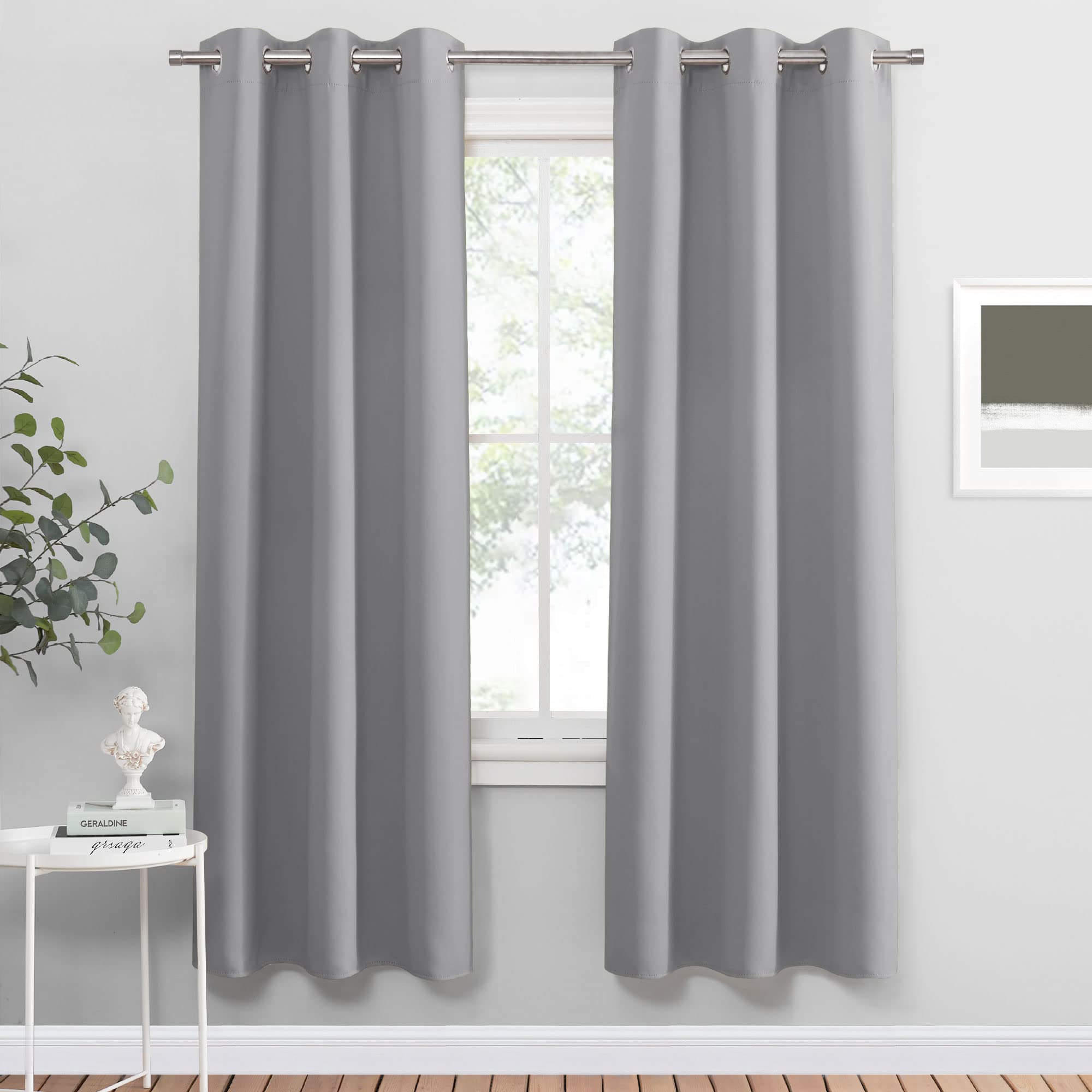 PONY DANCE Sliver Grey Curtains for Living Room, 2 Pcs, 42 x 72 inch