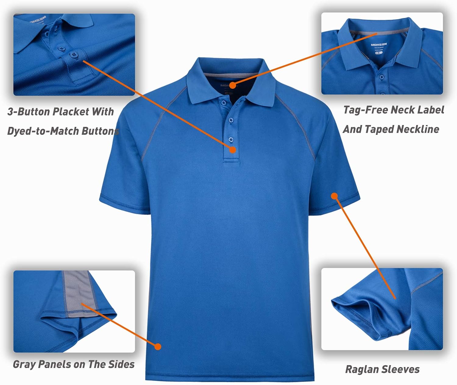 MOHEEN Men's Quick Dry Short Sleeve Polo Shirts UV Protection Outdoor Athletic Golf T-Shirts at  Men’s Clothing store