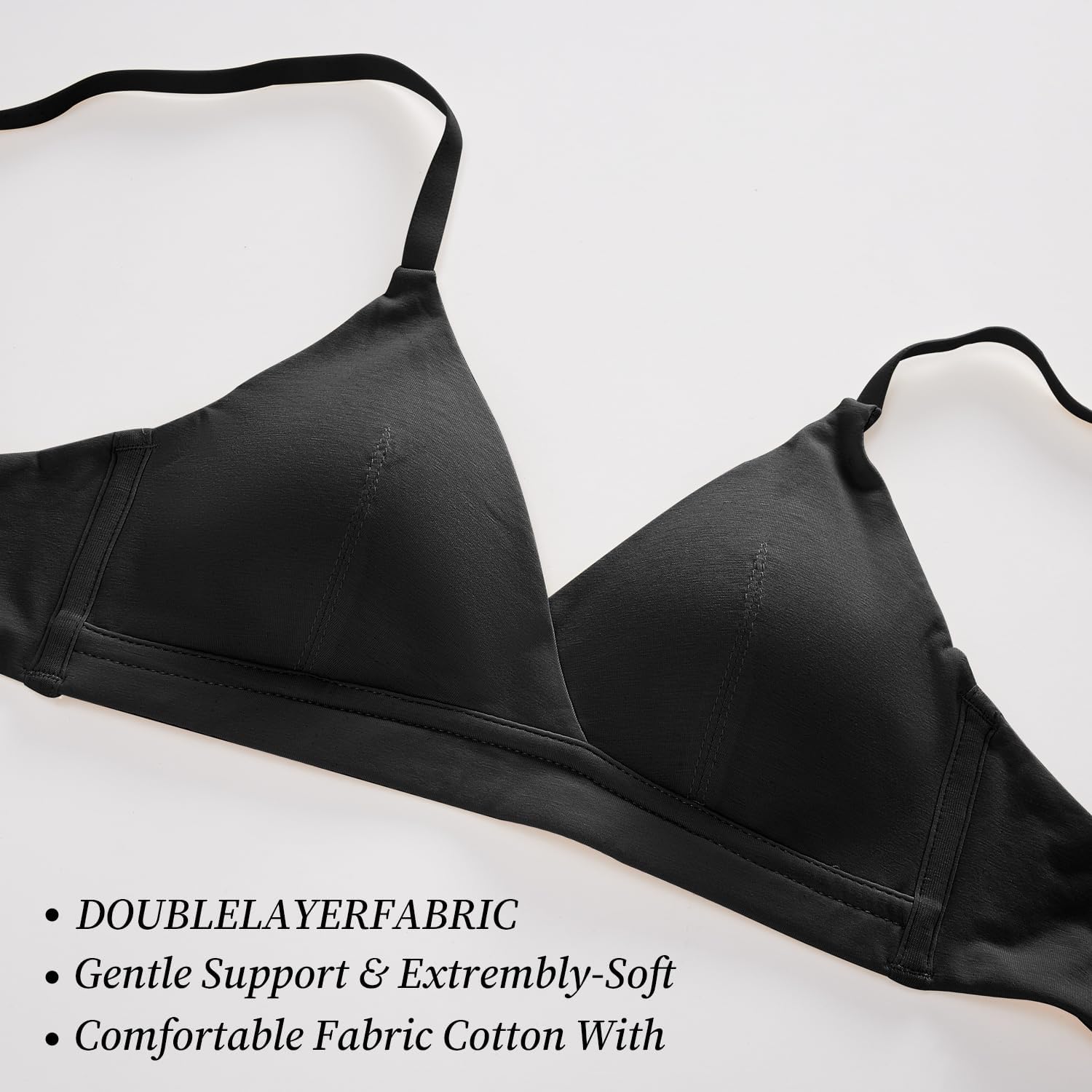 V Neck Cotton Bra No Underwire Padded Breathable Comfortable Bras for Women Everyday Triangle Bralette for AAA-B Cup - Image 5