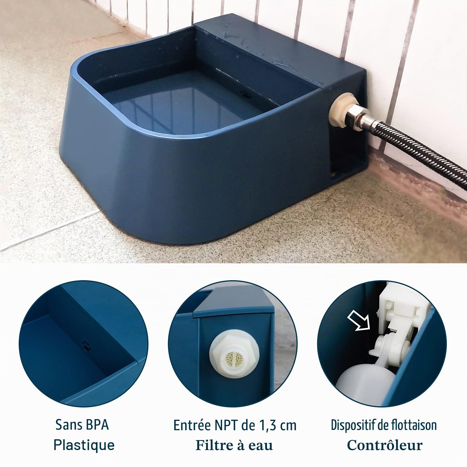 Gamelle d'eau pour chien - Avec valve flottante - Remplissage automatique - Pour chien, chat, lapin, poules