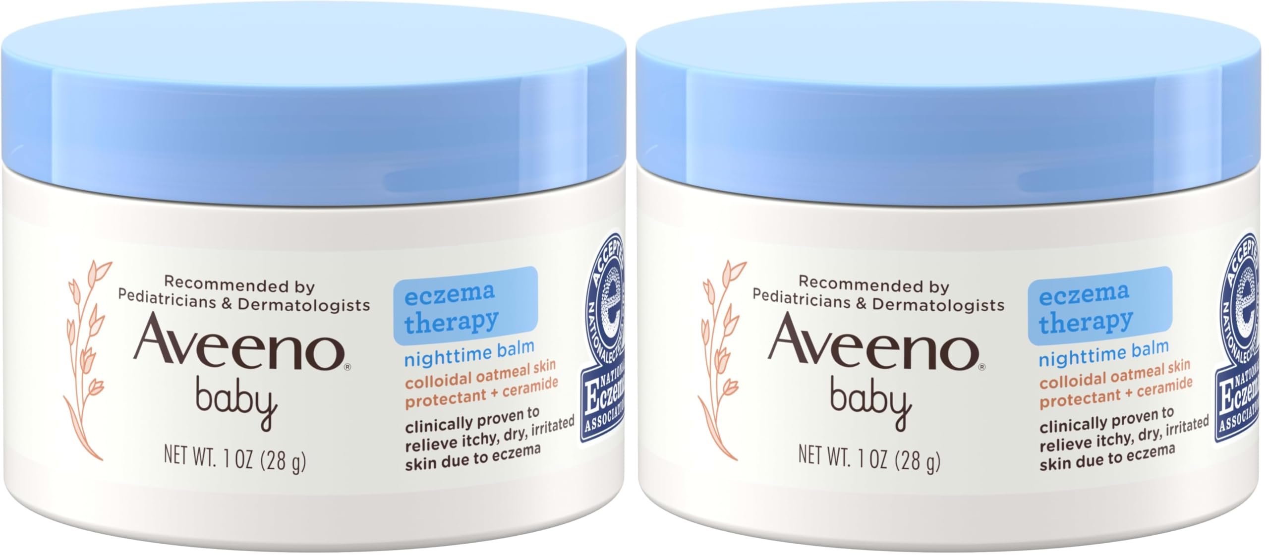 Eczema Therapy Nighttime Balm with Colloidal Oatmeal, Travel Size, 1 oz (Pack of 2)