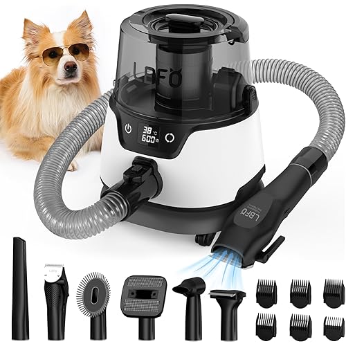 LBFO Dog Grooming Kit, Pet Hair Vacuum and Dog Dryer with 6 Pet Grooming Tools, 600w Dog Grooming Vacuum with 3L Dust Cup Dog Clippers, Low Noise Pet Grooming Kit with Dog Clippers for Grooming