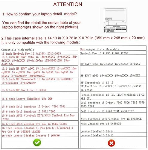 Miniatura 2 de Funda protectora + bolsa portátil para HP ENVY x360 15 15M-dsXXXX 15M-drXXXX 49.2 ft-cnXXXX 49.2 ft-cpXXXX 49.2 ft-bpXXX y Dell inspiron 15 2 en 1