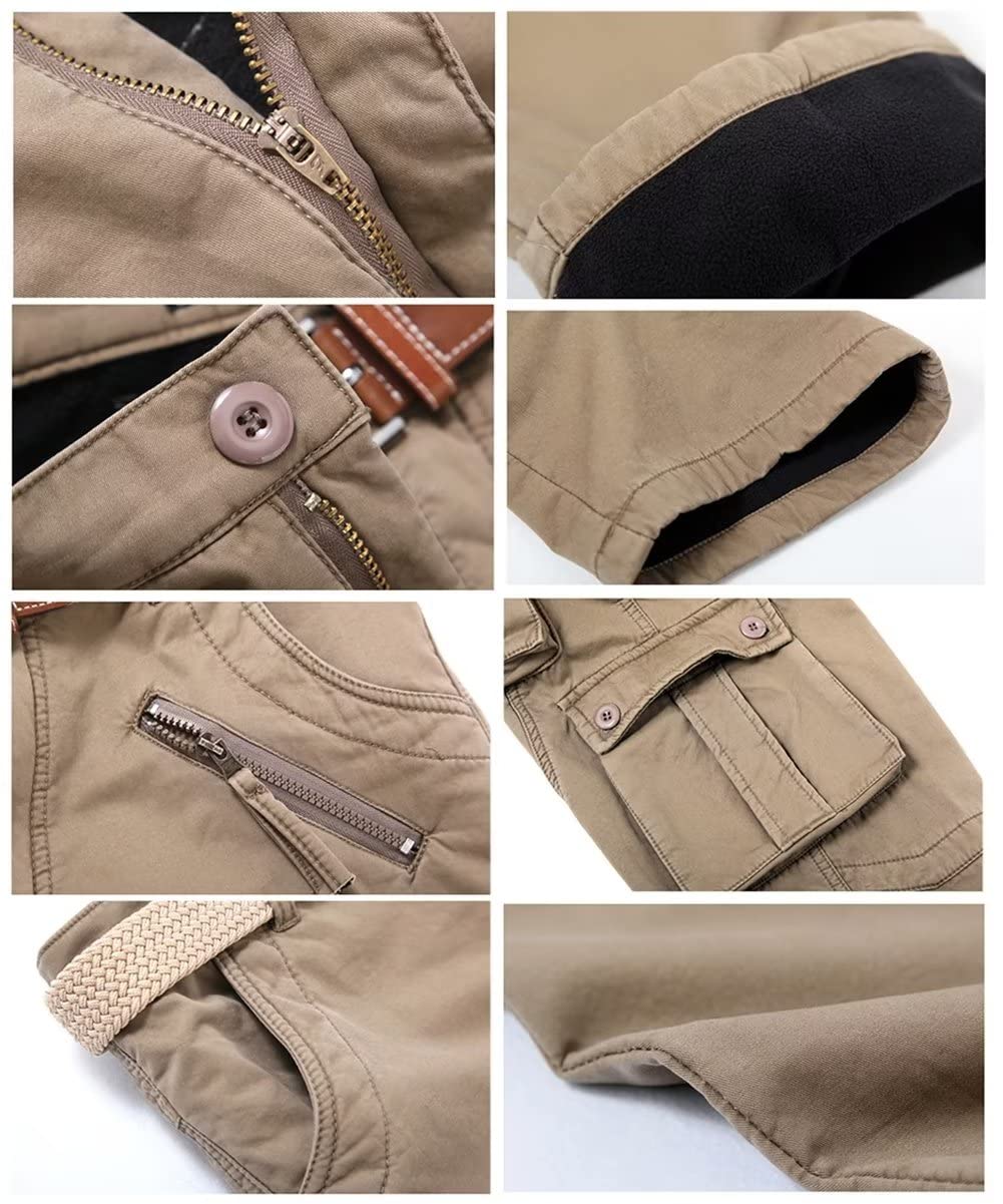 Fleecehose Warme Kampfhose mit Multi Taschen Cargohose für Herren,Arbeitshose Taktische Hose für Herbst und Winter