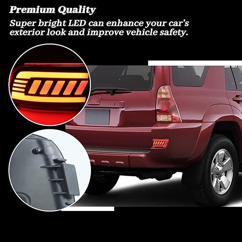Miniatura 4 de Carcasa roja LED para parachoques trasero, reflector, antiniebla, DRL, kit de montaje para 2003-2005 4Runner 2002-2009 Land Cruiser Prado 120