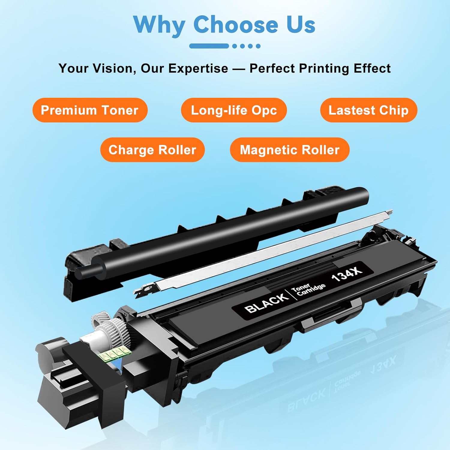 134X Black Toner Cartridge (with Chip) Compatible for HP 134X W1340X 134A Toner Replacement for LaserJet M209dw M209d MFP M234sdw M234dw M234sdn Printer (2 Pack, Black)
