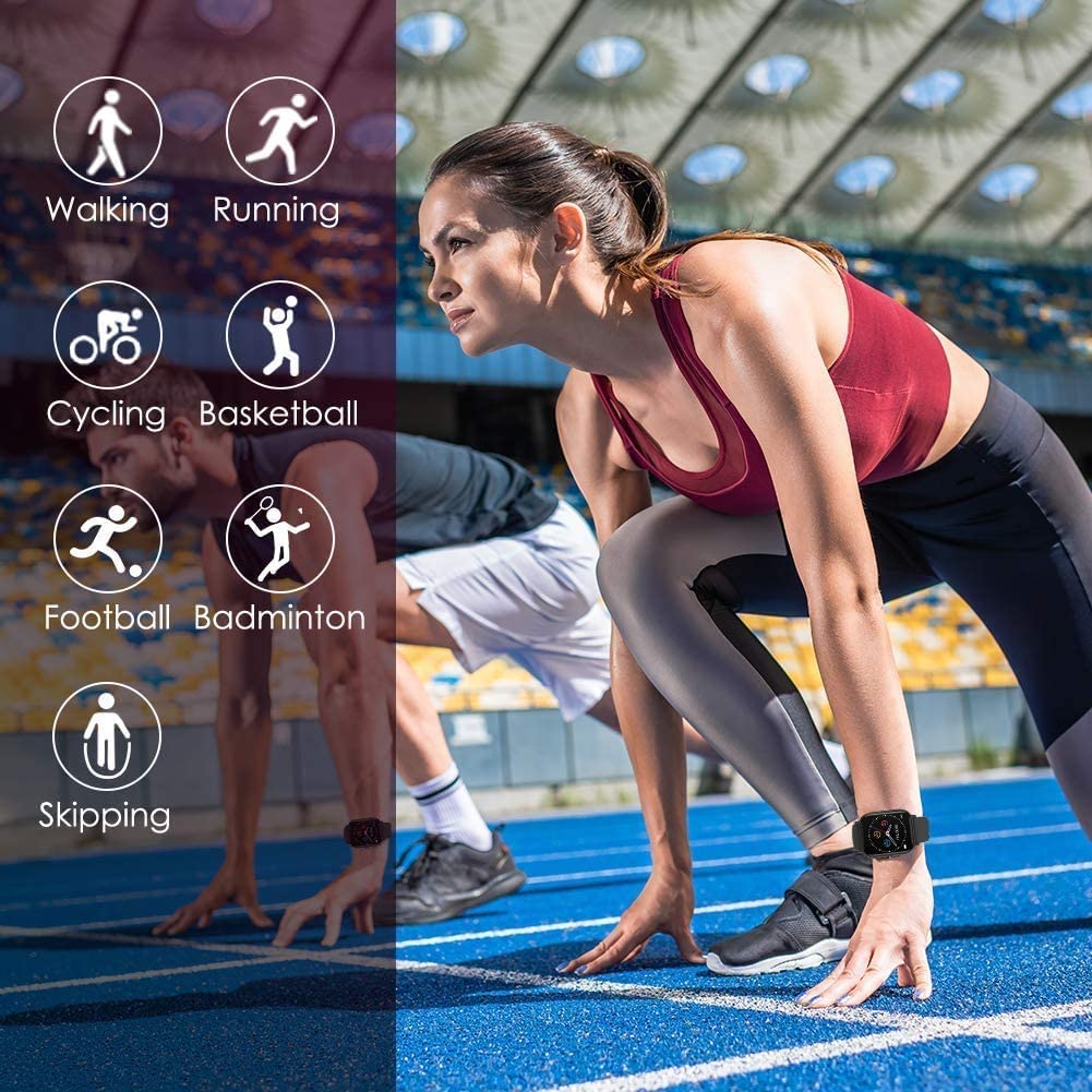 Sportowy inteligentny zegarek 1,4 cala pulsometr, kroki, pełny ekran dotykowy, zegarek sportowy (szary)
