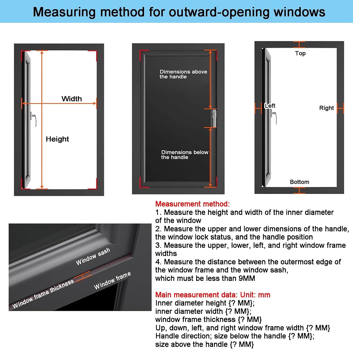 Replacement Window Screens for House Windows, Fully Assembled with Aluminum Alloy Frame, Guards Safety Window Gate, Hidden Handle(400x600 mm/15.75x23.62 in)