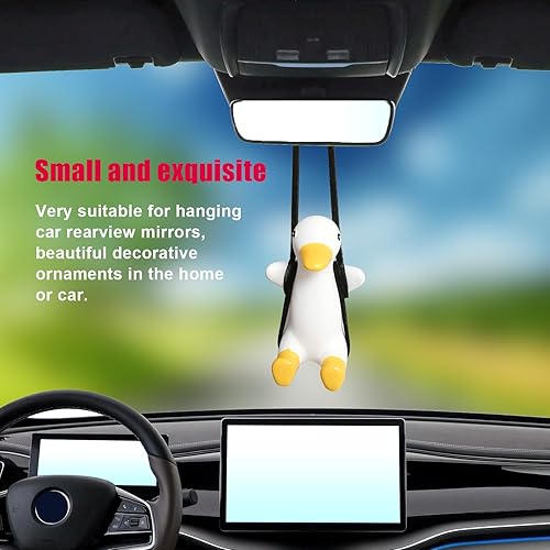 Miniatura 6 de Colgante de espejo retrovisor de automóvil, columpio colgante de pato oscilante, accesorios colgantes para espejo retrovisor, adorno colgante de