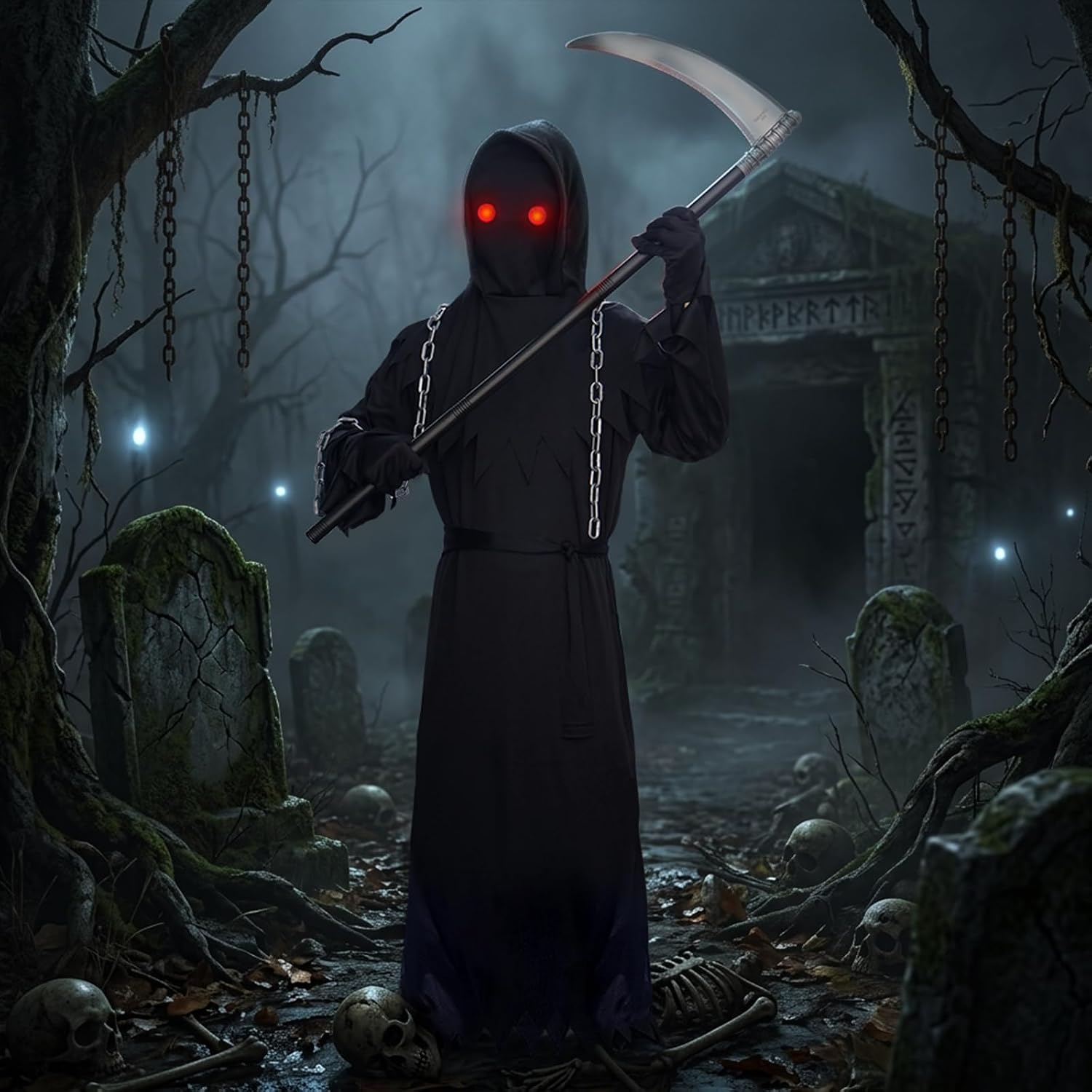 Grim Reaper Costume Kids Scary Halloween Costumes for Boys Girls