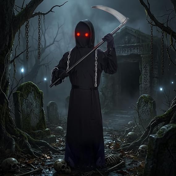 Grim Reaper Costume Kids Scary Halloween Costumes for Boys Girls
