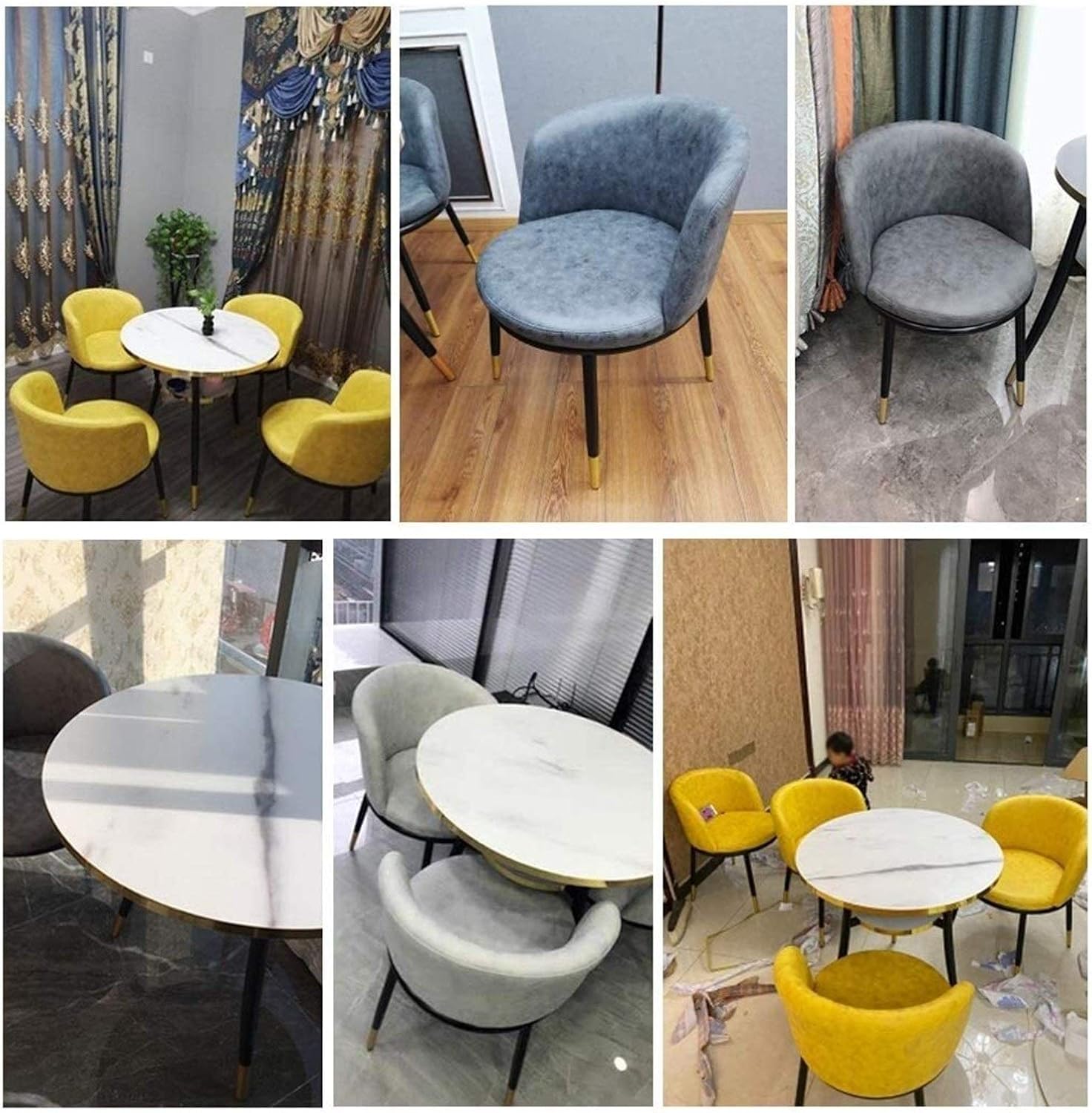 Coffee Reception Table and Chair Set 4 Modern Design Simple Style 80cm Wooden Round Table Home Living Room (Color : Gray) (Brown)