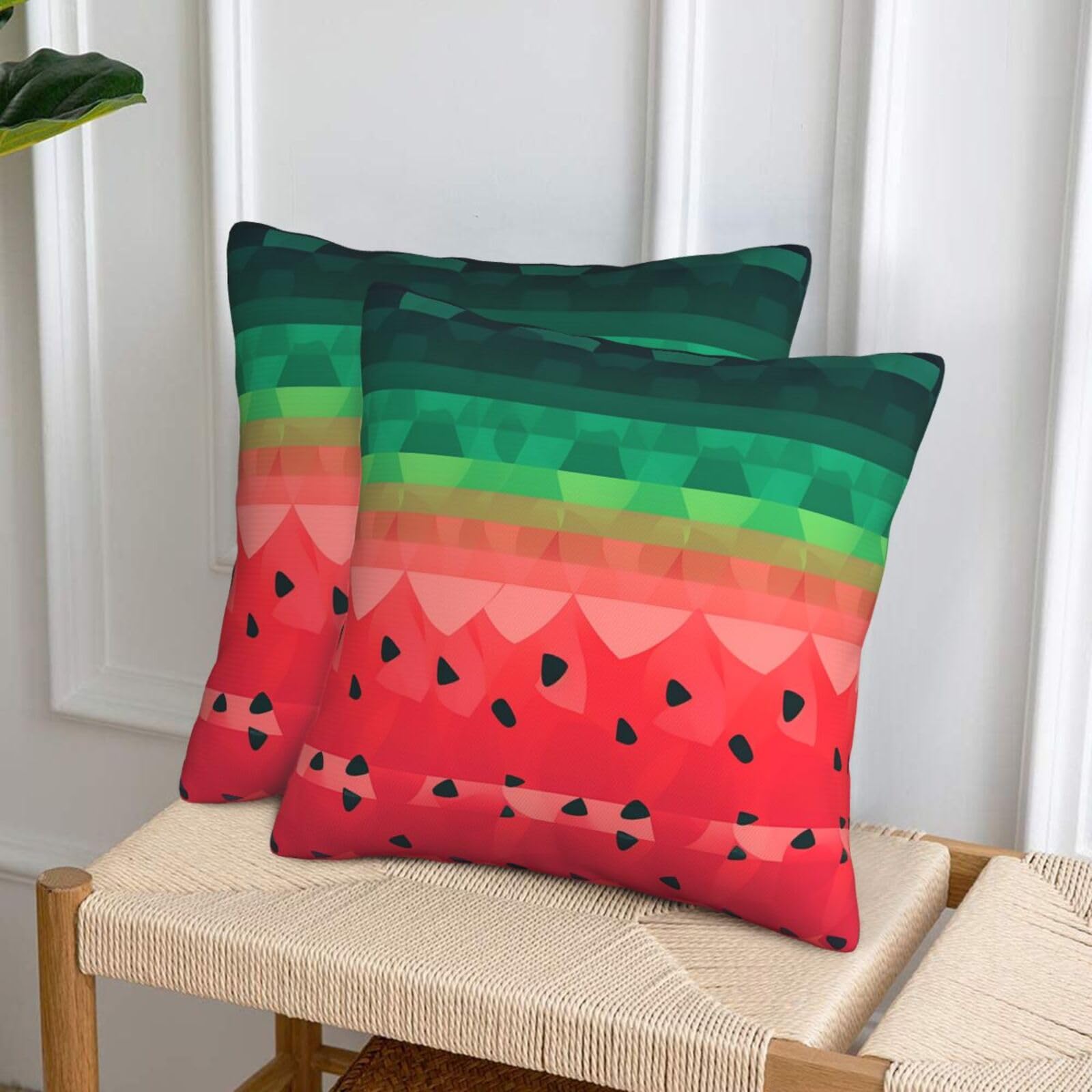 NONHAI Decorative Throw Pillow Covers Set of 2, 20"x20" Square Cushion Case Soft Comfy Gradient Watermelon Throw Pillows for Couch Cushion Livingroom Farmhouse Home Decor Pillowcases