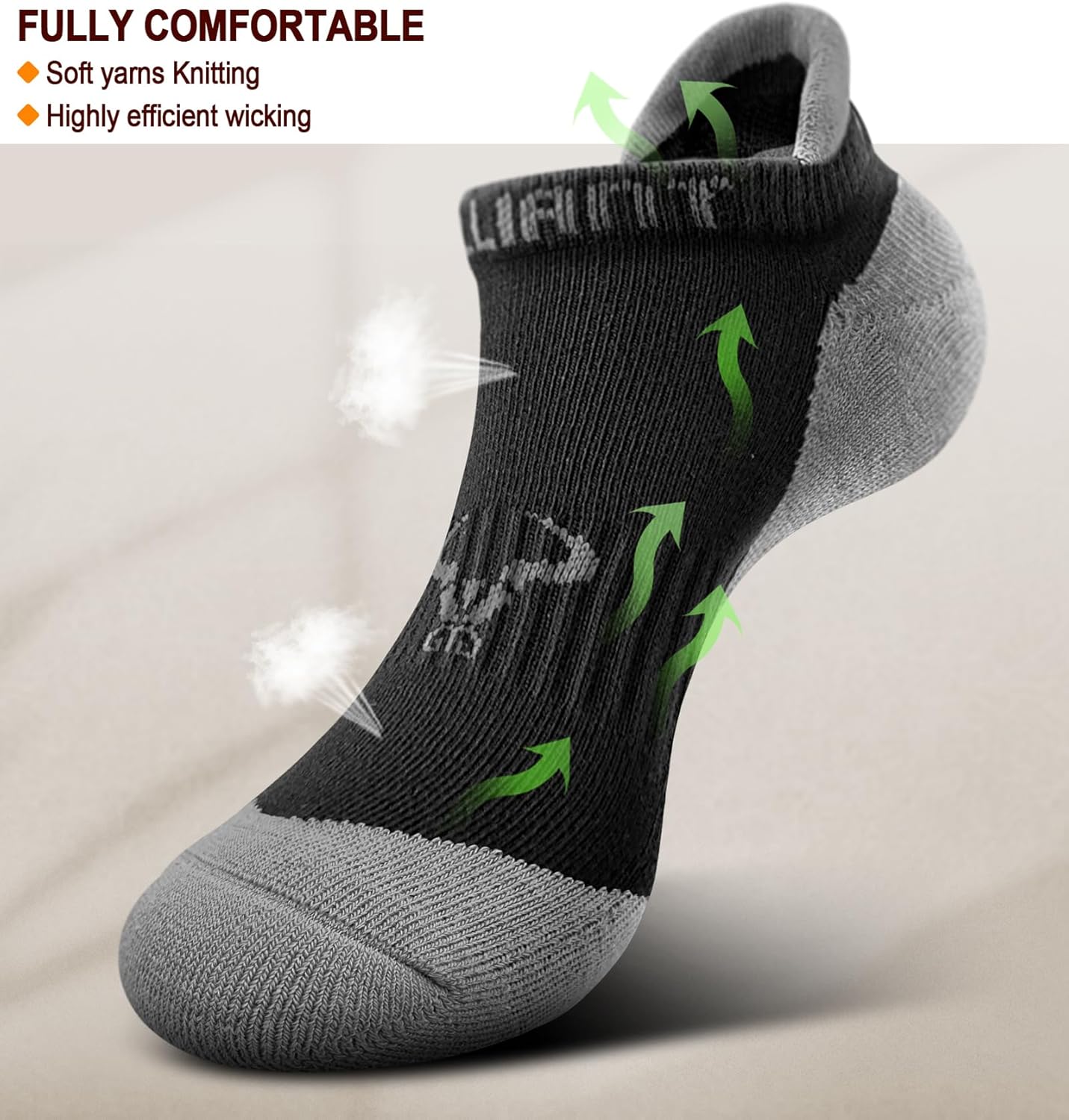 BULLIANT Women Ankle Socks, Active Low-Cut Sock Cushioned Footbed Arch Support for Running Walking Sneakers - Image 3