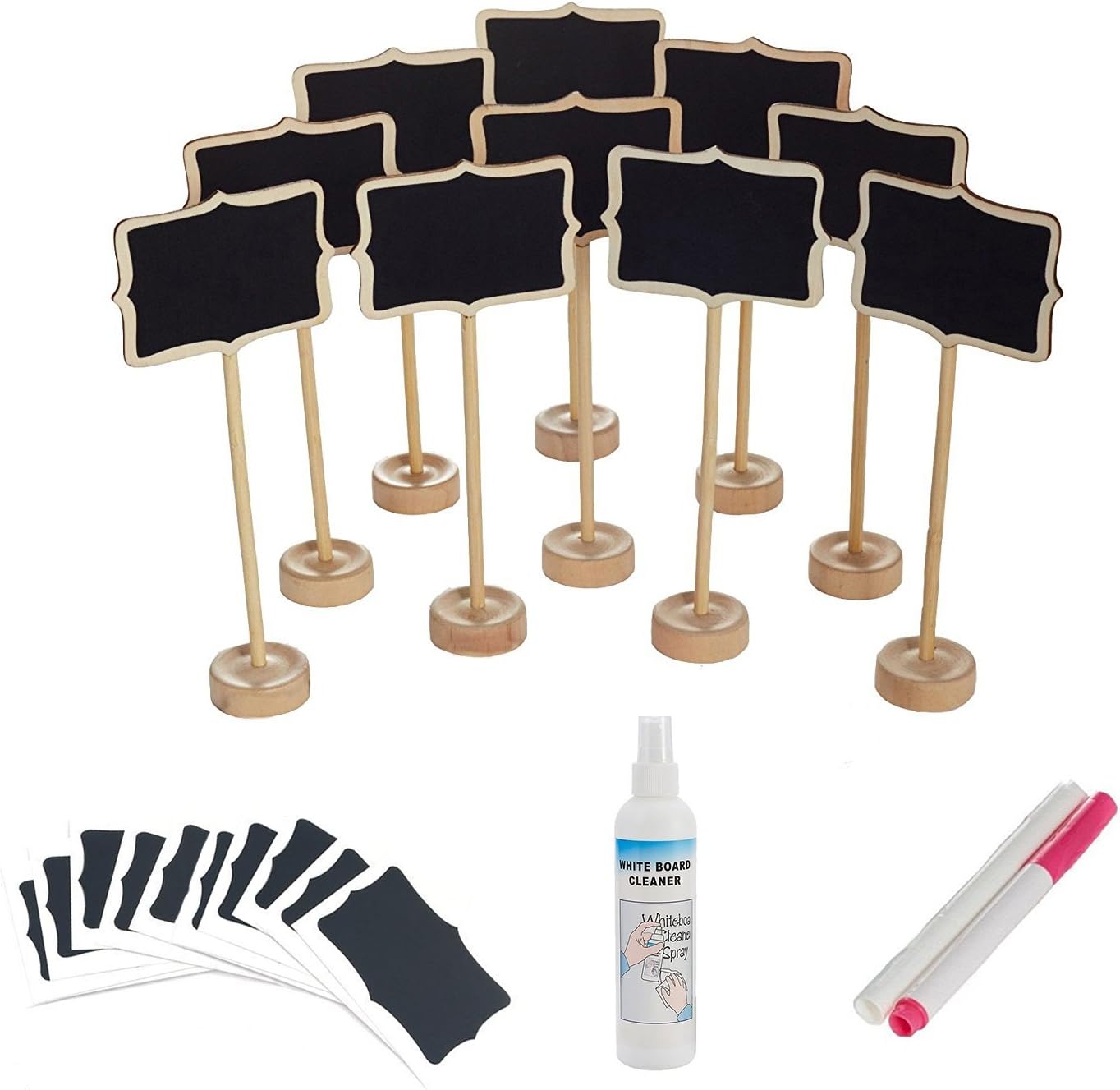 officematters Mini Chalkboard with Stand for Message Board Signs, Rectangle, Pack of 10