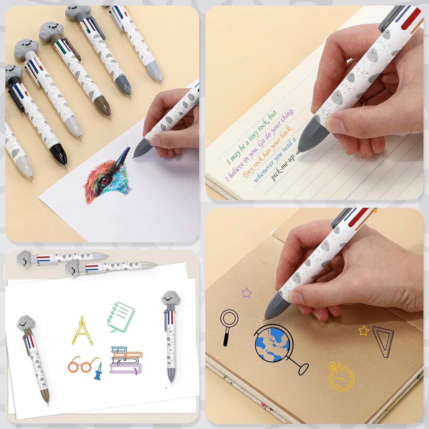 Sayglossy 36 Sets You Rock Gifts Bulk Funny 6 in 1 Multicolor Ballpoint Pens with Awesome Bookmark Motivational Thank You Gift for School Teacher Employee Appreciation Team