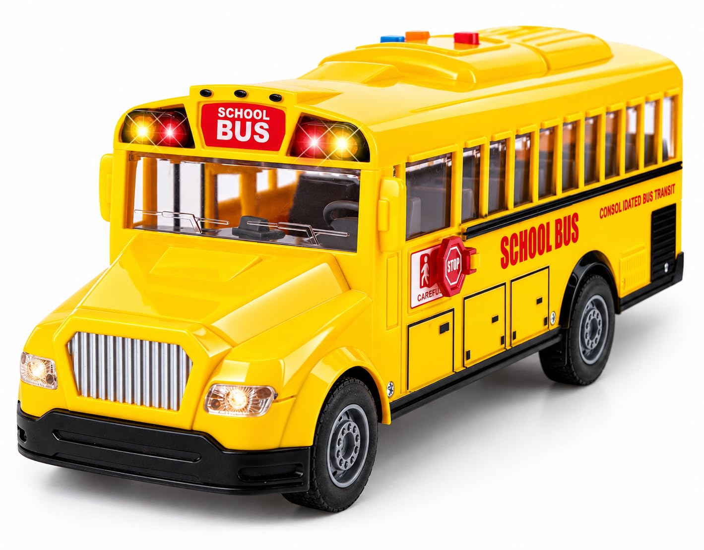 ArtCreativity Yellow School Bus Toys for Toddlers 3-5, Lights and Sounds