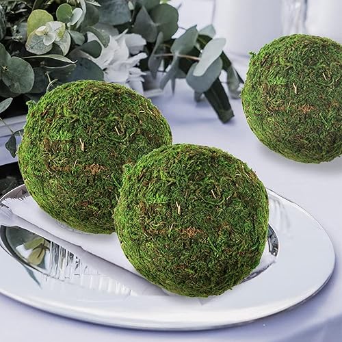 Miniatura 5 de Bolas de musgo, globos de musgo de plantas verdes naturales para decoración verde, cuenco, cesta y jarrón para fiesta de boda, hechos a mano (3.5